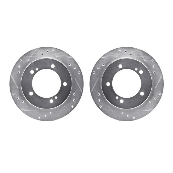 Dynamic Friction Company Front Brake Rotors-Drilled and Slotted-Silver 7002-47046