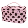 thumbnail image 1 of Travel Nylon Zippered Dotted Mirror Single Layer Makeup Cosmetic Bag Holder Pink, 1 of 1