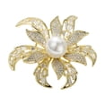thumbnail image 4 of Broche de flores con diamantes de imitación, broche para el pecho, broche romántico para el cuello, broche de solapa para accesorios de ropa de fiesta Oro, 4 of 10