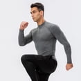 thumbnail image 6 of Men's Compression Shirt- Autumn Winter Plus Fleece High Elastic Tight Sport Running Zipper Standing Collar Long Sleeve, 6 of 7