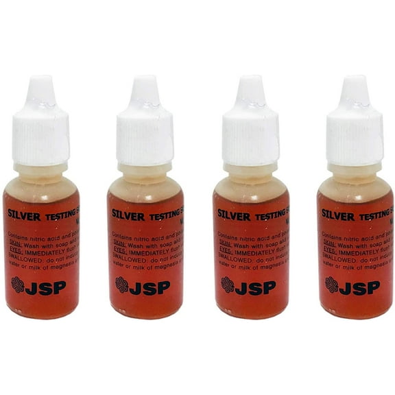 4 Bottles Silver Test Acid Testing Sterling Jewelry Solution Liquid Metal Tester