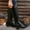 #091-Black, variant on Woman's Fashion Casual Chelsea Boots, Thick Sole with Side Zipper, Retro Styling Leather Boots with Chunky Heel, High Shaft Mid Heel Design for Daily Wear and Outdoor Activities