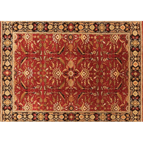 Ahgly Company Indoor Rectangle Oriental Orange Traditional Area Rugs, 6' x 9'