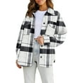 thumbnail image 1 of HSHDLDF Womens Casual Plaid Shacket Button Down Long Sleeve Shirt, 1 of 4