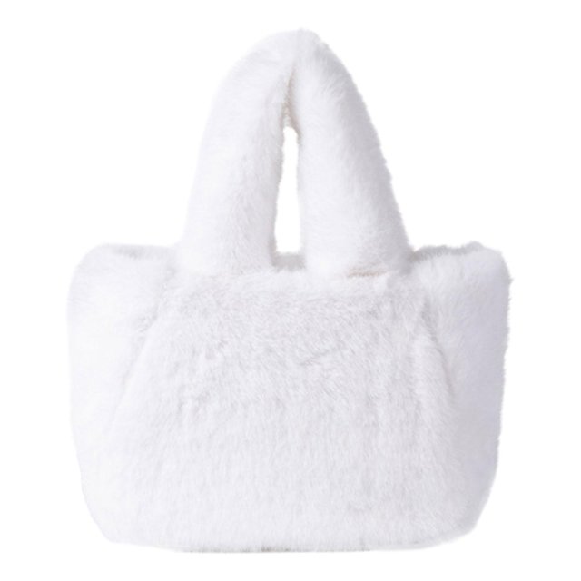 Women Cozy Faux Furs Fleece Small Bucket Handbag for Everyday Outfits Winter Fuzzy Plush Shoulder Crossbody Bag Purse Coffee