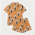thumbnail image 5 of Halloween Pajamas Women,Fall Cute Pumpkin Ghost Print Pjs Short Sleeve Button Shirts and Shorts Pajamas Sets Earthy Yellow L, 5 of 9