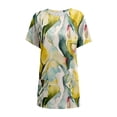 thumbnail image 3 of Gibobby Playera de Manga Corta con Cuello Redondo Mujeres Verano Casual Cuello Redondo Manga Corta Bolsillo Colorido Flor Estampado Largo Top(Amarillo,XL), 3 of 4