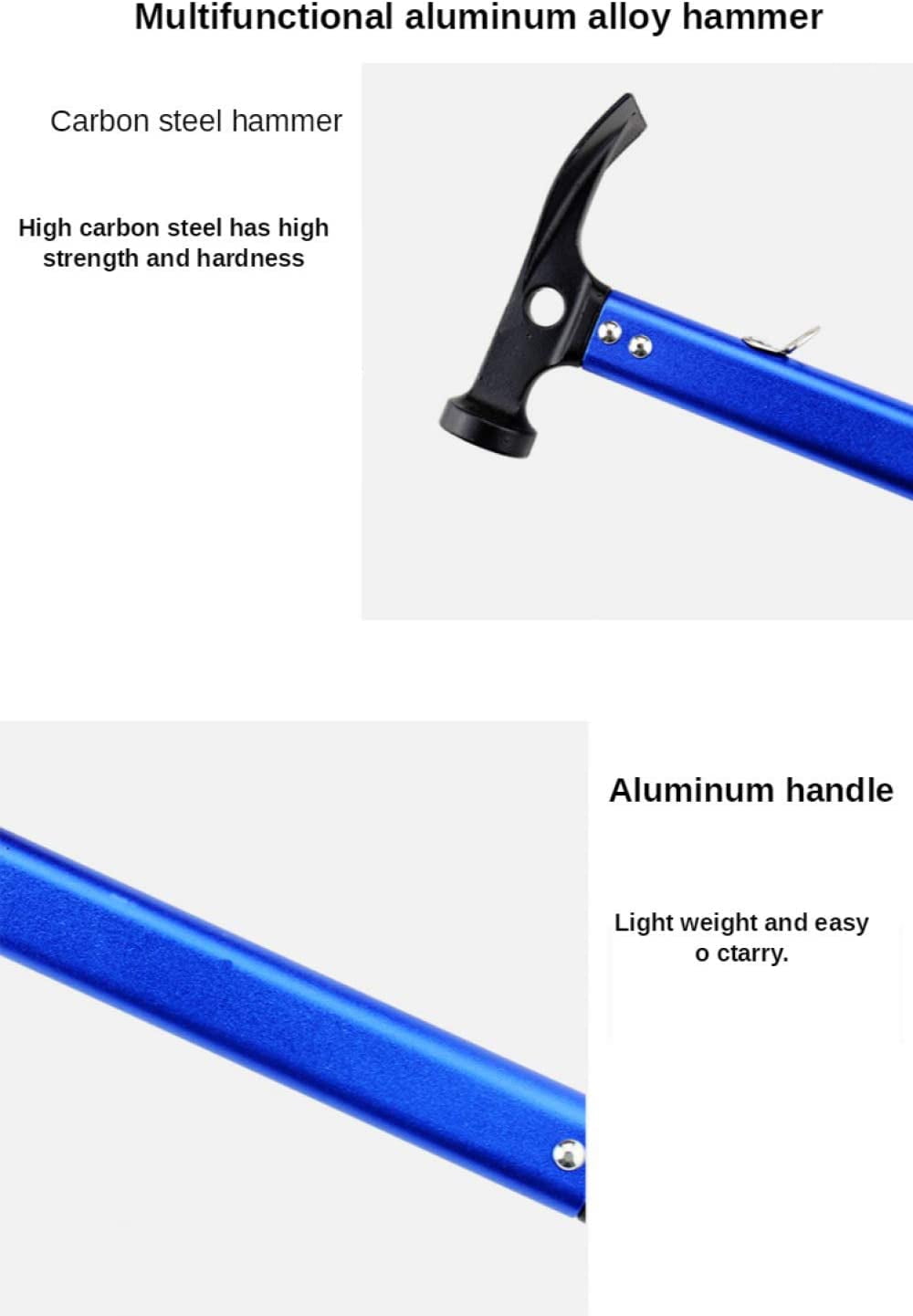 Aluminum Camping Hammer with Hook 