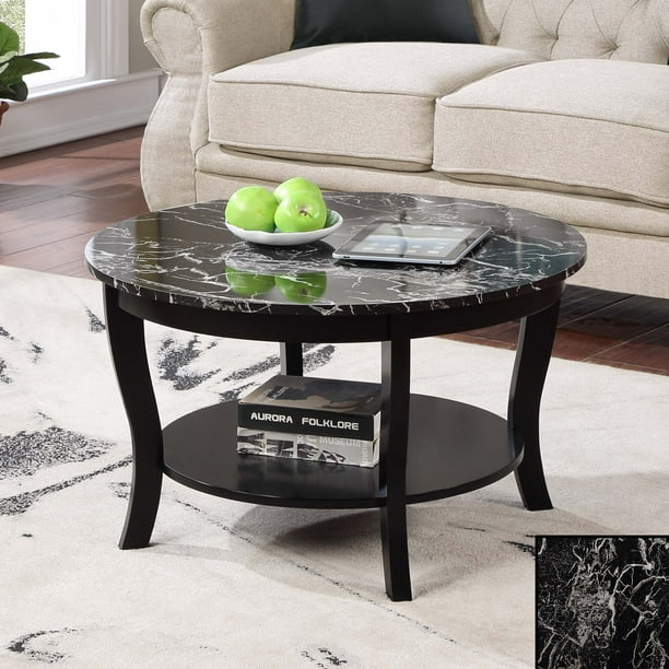 Convenience Concepts American Heritage Round Coffee Table with Shelf