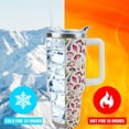 thumbnail image 4 of 40 oz Mushroom Tumbler with Handle and Straw, Travel Mug Water Bottle, Stainless Steel Insulated Cup with Lid and Straw, Birthday Christmas Gifts, 4 of 6