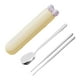 thumbnail image 4 of Juego de cucharas y palillos, vajilla, utensilios de viaje, juego de cubiertos portátiles para Amarillo 3 piezas, 4 of 9