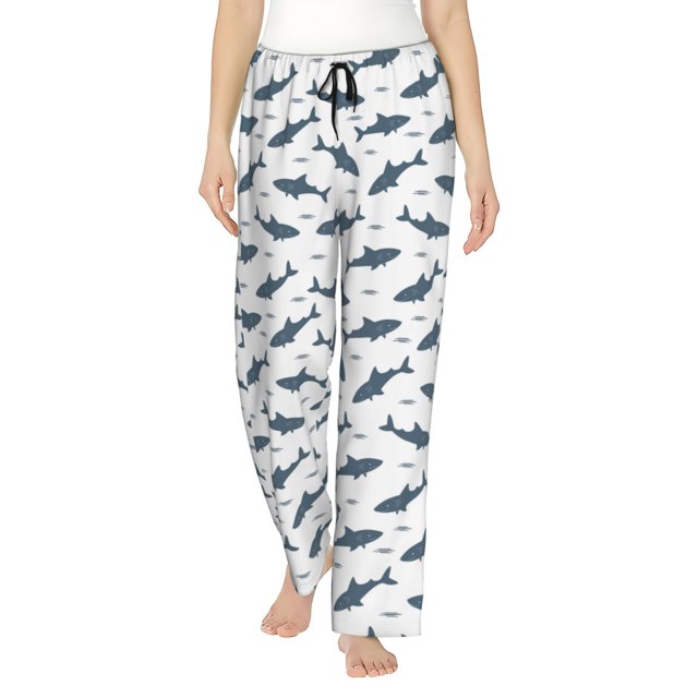 Balery Cute Shark Pantalones de pijama para mujer, pijamas ultraligeros, pantalones de estar por casa-3X-Large