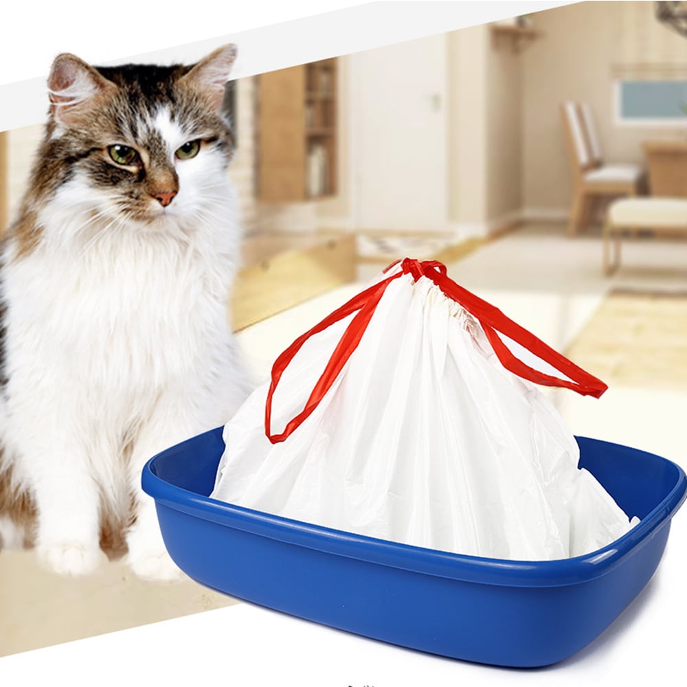 Cat Litter Box Liners Jumbo Drawstrings Scratch Resistant Cat Litter Pan Bags for Medium and Large Kitty Waste Litter Tray Supplies 