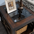 thumbnail image 5 of BAXMUY Solid Wood End Table with Glass Top, Large 28" x 24" Farmhouse Side Table, Vintage Walnut, 5 of 10