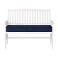 thumbnail image 3 of CorLiving Miramar Hardwood Outdoor Bench with Seat Cushion, High Slatted Back and Armrests, White/Blue, 3 of 9
