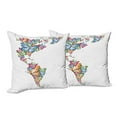 thumbnail image 6 of Ambesonne Colorful Throw Pillow Cover 2 Pack, America World Love Map, 24", Blue Pink Pale Orange, 6 of 6