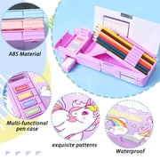 Ristpal Pop up Multi Function Pencil Case l(6-12), Cute Cartoon Pencil Box with Sharpener, Schedule, Whiteboard(Purple)