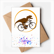 Dinosaur Cycling Moon Art Deco Fashion Welcome Back Greeting Cards Envelopes Blank