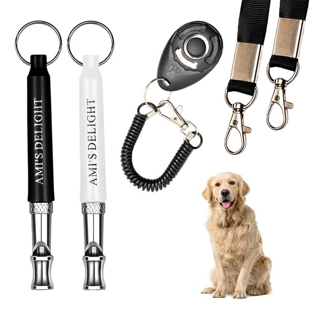 Set de silbatos para perros Ami's Delight, 2 unidades, ajustables por ultrasonidos