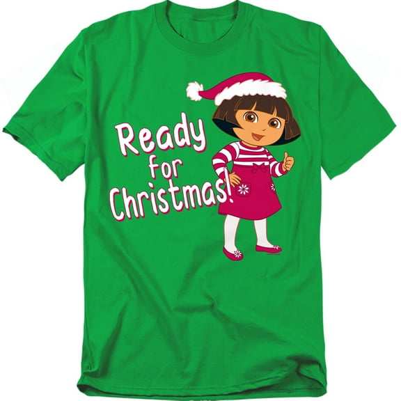 Popfunk Dora Ready for the Holidays Unisex Adult T Shirt, Kelly Green, Small