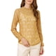 thumbnail image 1 of INSPIRAR CHIC Blusa de Encaje de Ganchillo para Mujeres con Cuello de Volantes Floral Transparente S Amarillo-1, 1 of 7