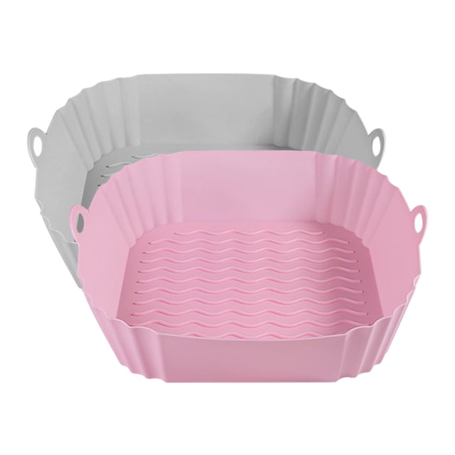 Hioecau Doublure de Friteuse Ronde en Silicone de 8 Pouces à Double Poignées Antiadhésive de Qualité Alimentaire Résistante à la Chaleur Lavable au Lave-Vaisselle Plateau de Cuisson Réutilisable pour Four Panier Bol Fournitures de Cuisine