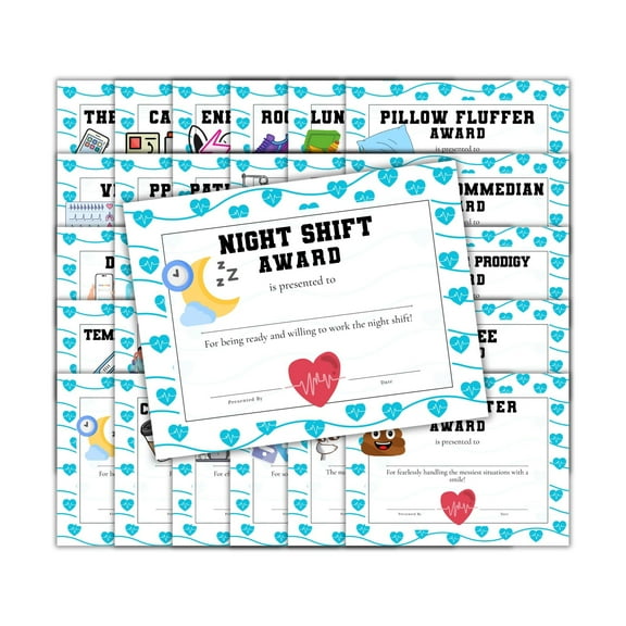 Nurse Superlative Awards 30pk 8.5x11 Charge Floor Ceremony Certificate of Achievement Nursing Funny Appreciation Week Medical Appreciation