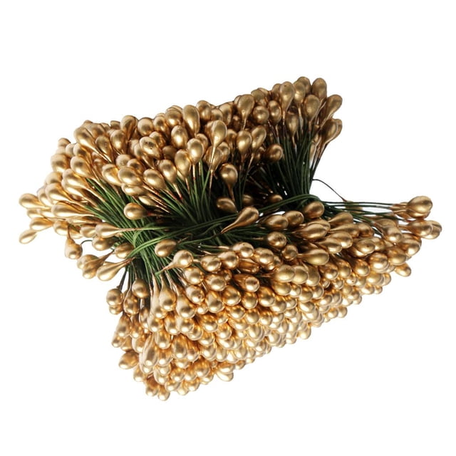 simhoa 500pcs 1000 Heads Double Heads Mini Fake Fruit Artificial Berries Gold
