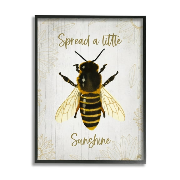 Stupell Industries Spread a Little Sunshine Phrase Country Bumble Bee, 16 x 20, Design by Jackie Quigley