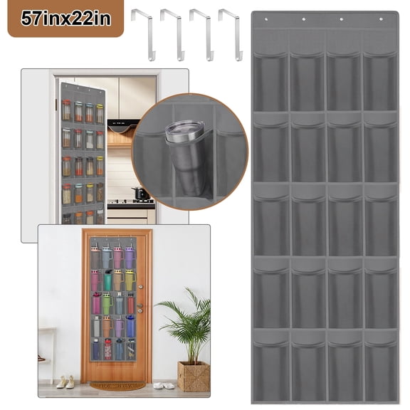20 Pockets Door Cup Organizer, EEEkit Hanging Tumbler Organizer Storage Cup Holder for Kitchen Pantry Bedroom