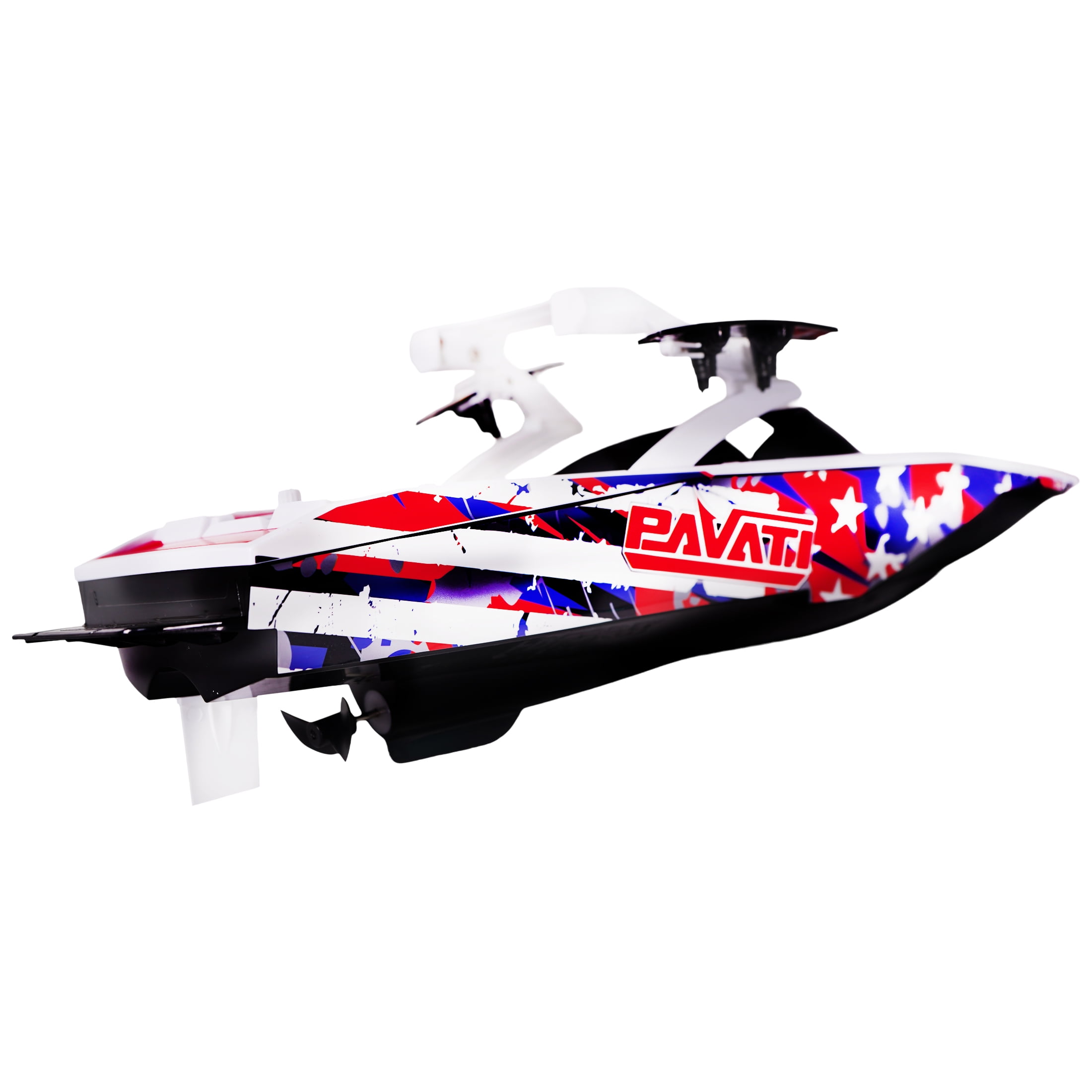 Hyper Toy Company, Pavati 2.0 RC Wakeboard Boat, 1:18 Scale with Remote and Battery, Stars/Stripes