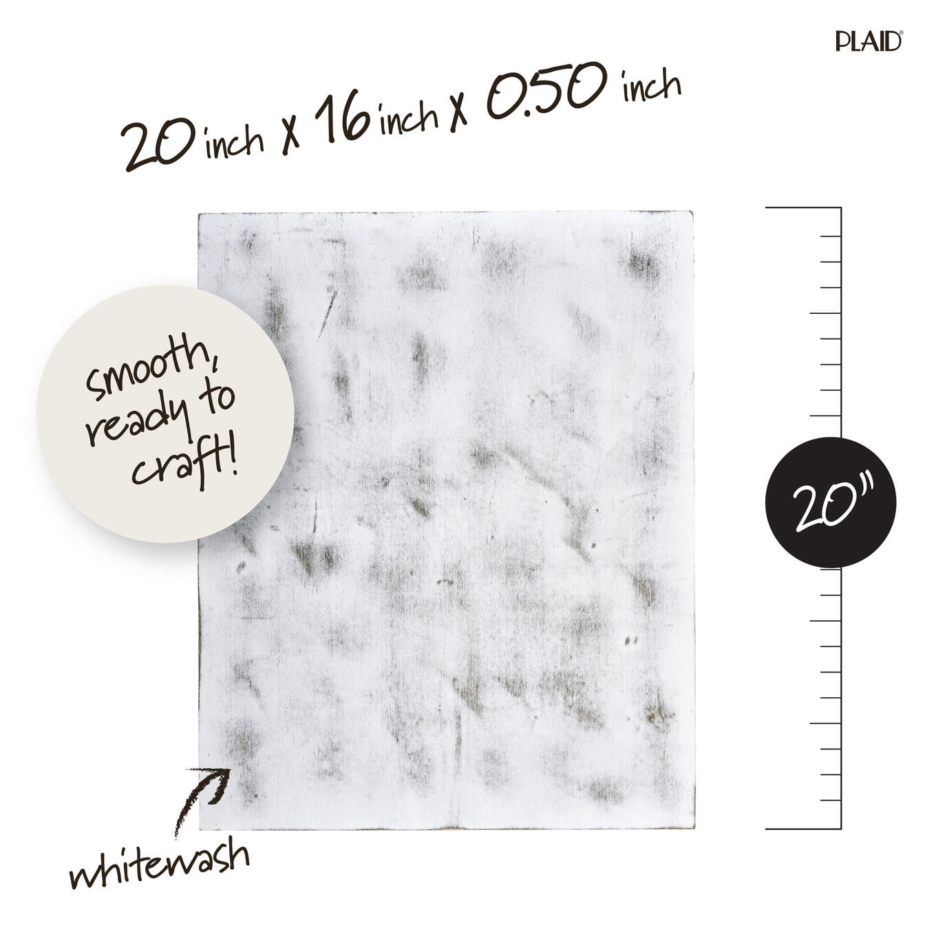 (2 pack) Plaid Wood Surfaces Whitewash Panel, 16" x 20"