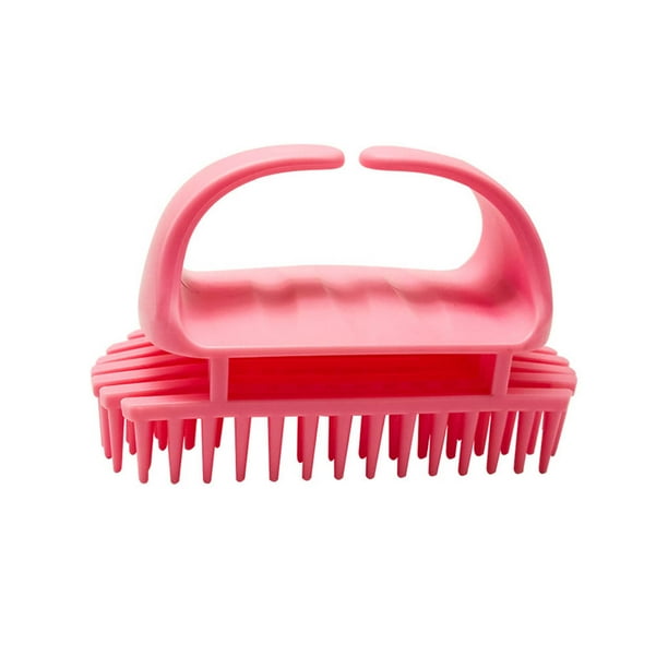 Yuarrent Cepillo de pelo de 4 colores, cepillo de silicona para lavar el cabello, cepillo portátil para el cuero cabelludo con mango antideslizante, Juegos de accesorios de baño Rosado Yuarrent HA002304-04