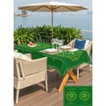 thumbnail image 4 of Outdoor Tablecloth with Umbrella Hole and Zipper, St. Patrick's Day Rectangle Table Cloth 60x120 Inch Waterproof Tablecloth, Green Country Lucky Leaves Chic Border Picnic Table Cover for Patio, 4 of 7