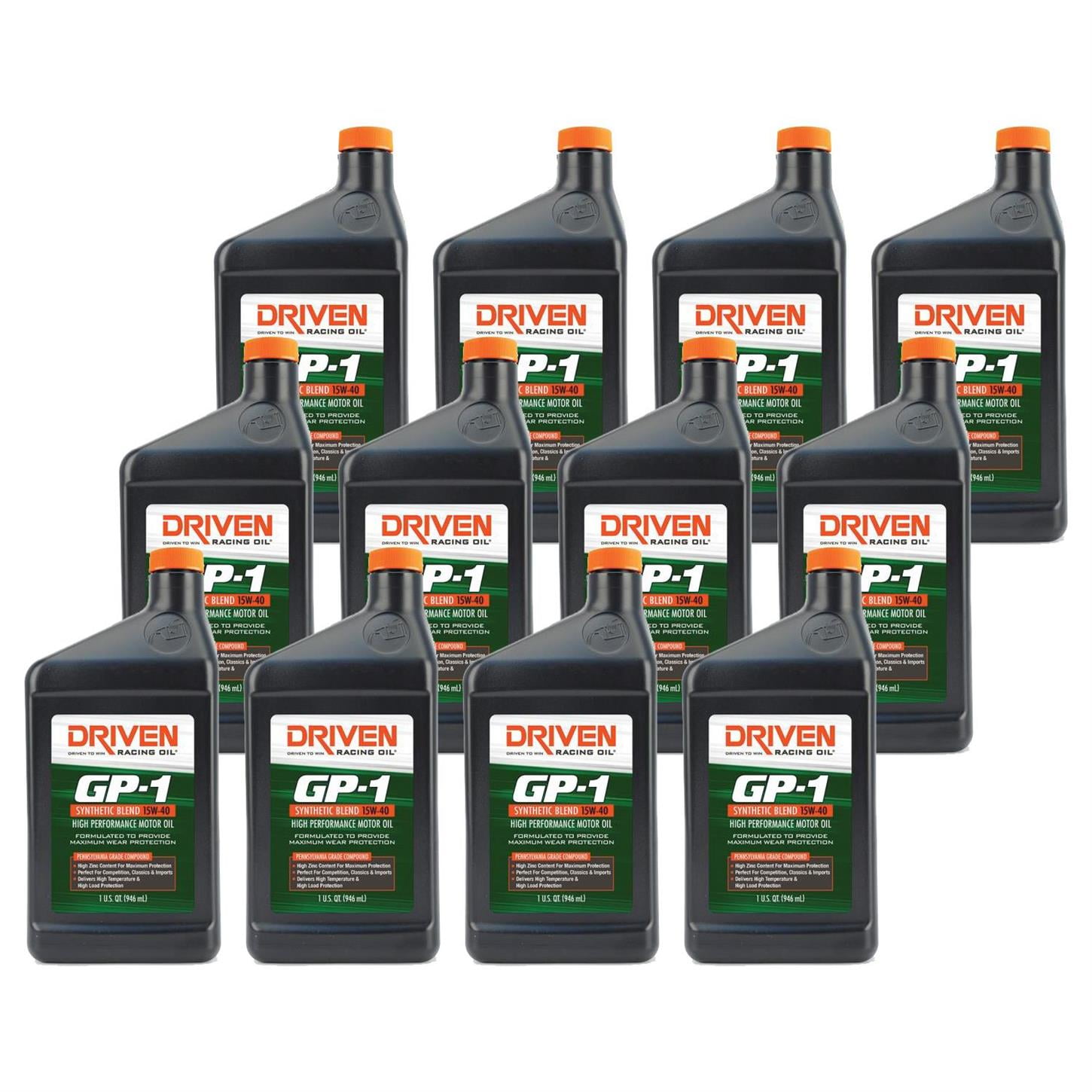 Driven Racing Oil 19406 GP1 Synthetic Blend 15W40 Oil, 12 Quarts