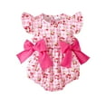 thumbnail image 1 of Rhoudy Girls Spring Bodysuit Crewneck Fly Sleeve Floral Embroider Romper Onesiess Red 6-12 Months, 1 of 7