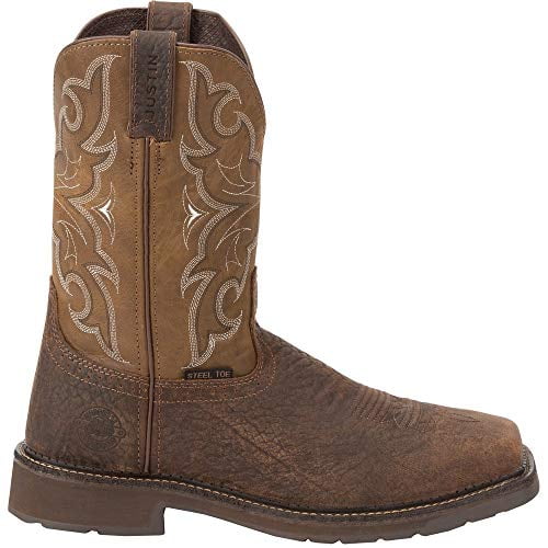Justin Bottes de Travail Western pour Hommes Amarillo Cactus Embout en Acier