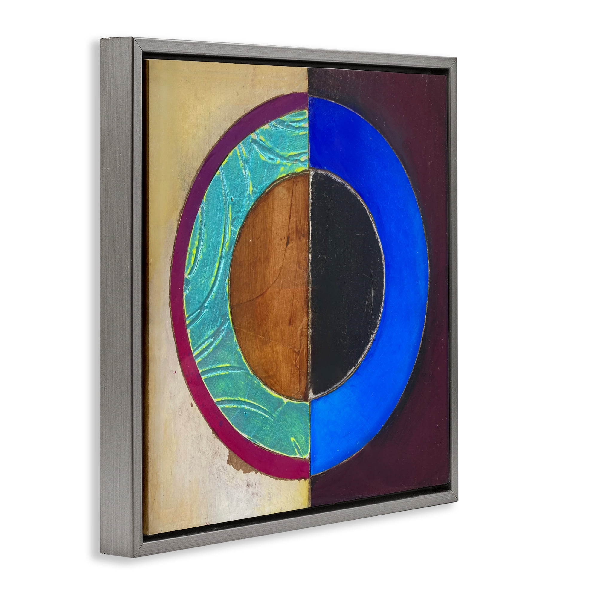 Stupell Industries Nautical Split Circle Gray Framed Floater Canvas Wall Art, design by Matthew Finger