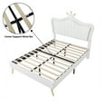 thumbnail image 3 of Bellemave Full Size Upholstered Bed with Crown Headboard and LED Lights PU Leather Upholstered Princess Bed for Girl, Adult Platform Bed Frame with Metal Rods and Legs, White, 3 of 11