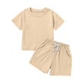 thumbnail image 2 of LNMQLPDBS Toddler Boys Shorts Outfits Kids Summer Athletic Tracksuit Solid Color 2-piece Short Sleeve T-shirt and Shorts Casual Clothes Set Conjunto Para Niño, 2 of 6