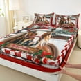thumbnail image 3 of Homewish Farmhouse Horse Twin Sheet Sets 3pcs for Female Men Teens,Geometric Plaid Twin Fitted Sheet Microfiber,Merry Christmas Breathable Flat Sheet,Super Cozy Room Decor, 3 of 7