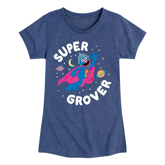 Sesame Street - Super Grover - Girls Fitted Short Sleeve Graphic T-Shirt