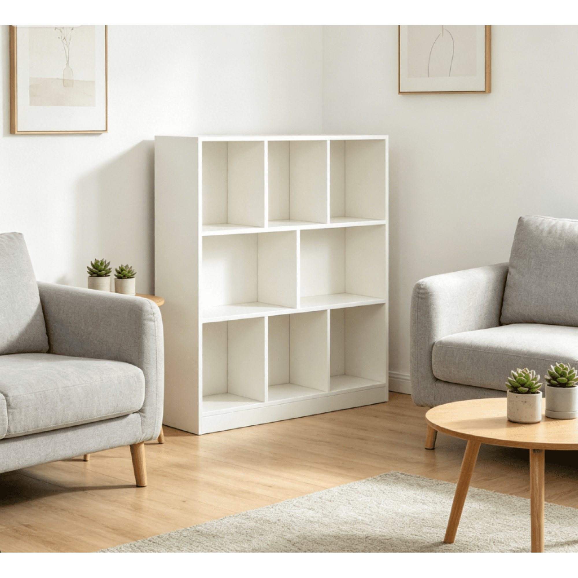 Leumius 8 Cube Storage Organizer,3-Tier Bookshelf,Open Corner Bookshelf for Living Room Bedroom Office,White