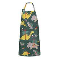 Green Dinosaurs ChristmasTrees Socks Apron-Garden Aprons for Women with Pockets-Cotton Linen Waterproof Kitchen Cooking Gardening Aprons Adjustable for Kitchen,Cooking,BBQ and Salon 33x27 Inch