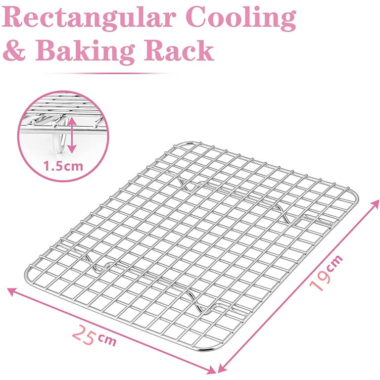2-Pack Cooling Rack, 9.84*7.48 inch Large Baking Rack Fits Half Sheet Pans,  Oven Safe Stainless Steel Wire Rack for Cooking, Roasting & Drying  Casewin(Rectangle) 