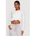 thumbnail image 2 of Women's Long Sleeve Cropped Bubble Hem Sweatshirt, 2 of 5