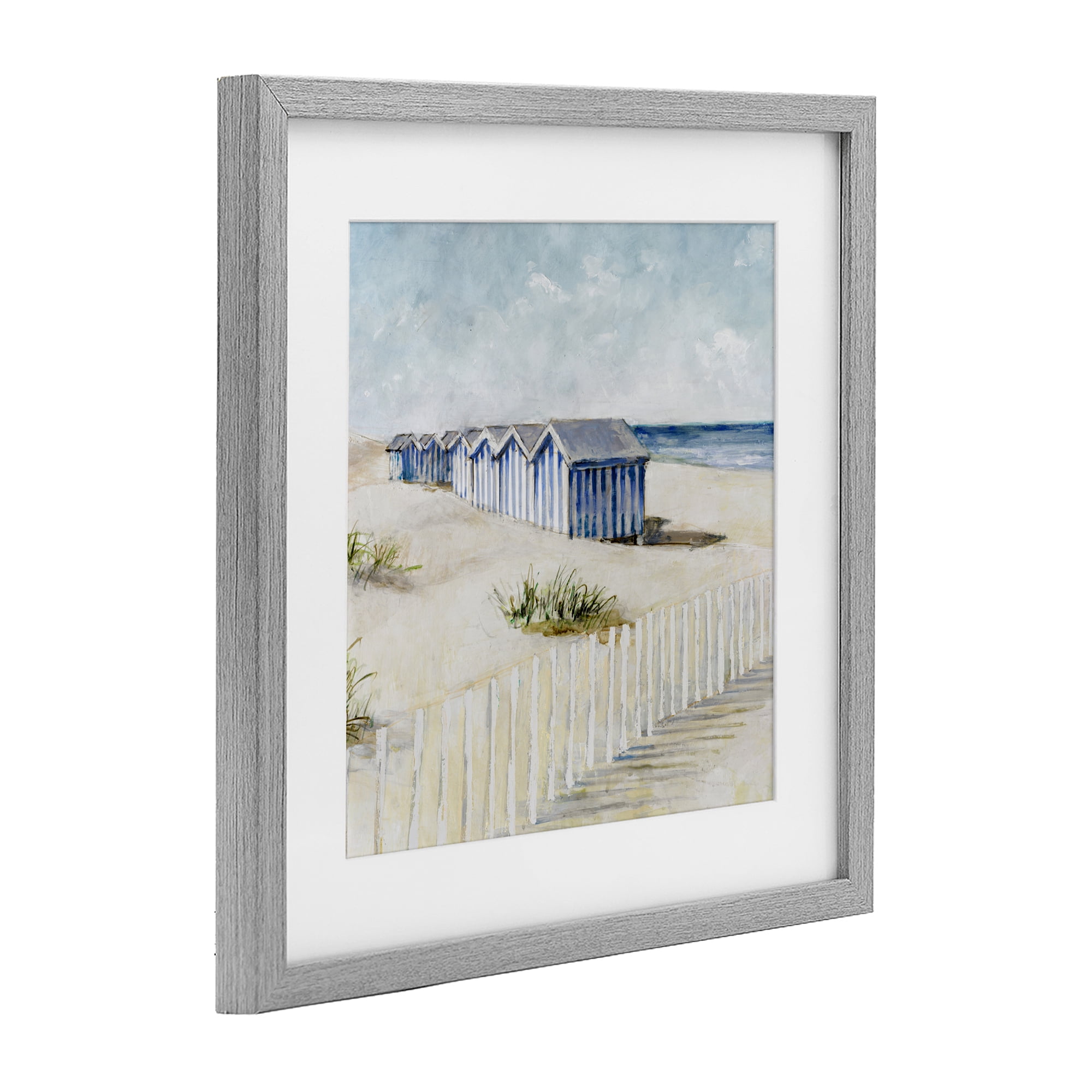 Stupell Industries Vintage Coastline Nautical Shacks Gray Framed Print Under Glass, design by Lorenzo Collective