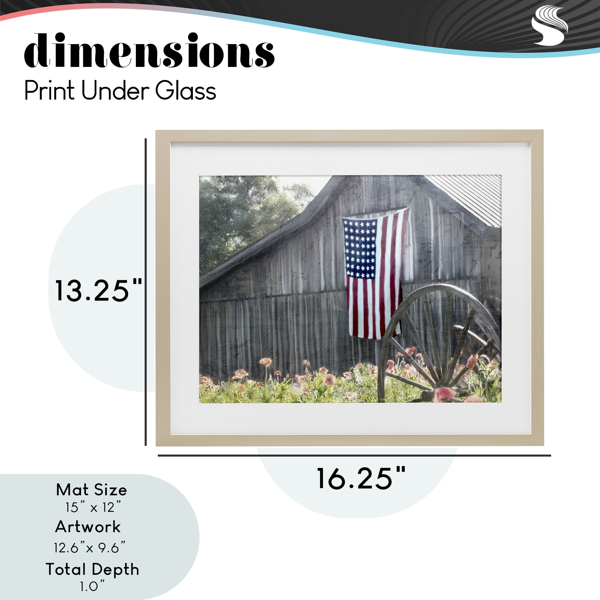 Stupell Industries USA Wagon Wheel Barn Birch Framed Print Under Glass, design by Kim Allen