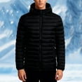 thumbnail image 2 of Wrtxtat Men's Full Zip Jackets Drawstrings Winter Warm Solid Color Midweight Puffer Coats with Pockets Detachable Hood Outerwear Black M, 2 of 9