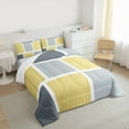 thumbnail image 3 of Feelyou Yellow Grey Checkered Bedding Comforter Set, Square Abstract Twin Comforter Sets, Modern Fashion Buffalo Reversible Bedding Set, Ultra Soft Bedroom Decor, 2-Piece, 3 of 8